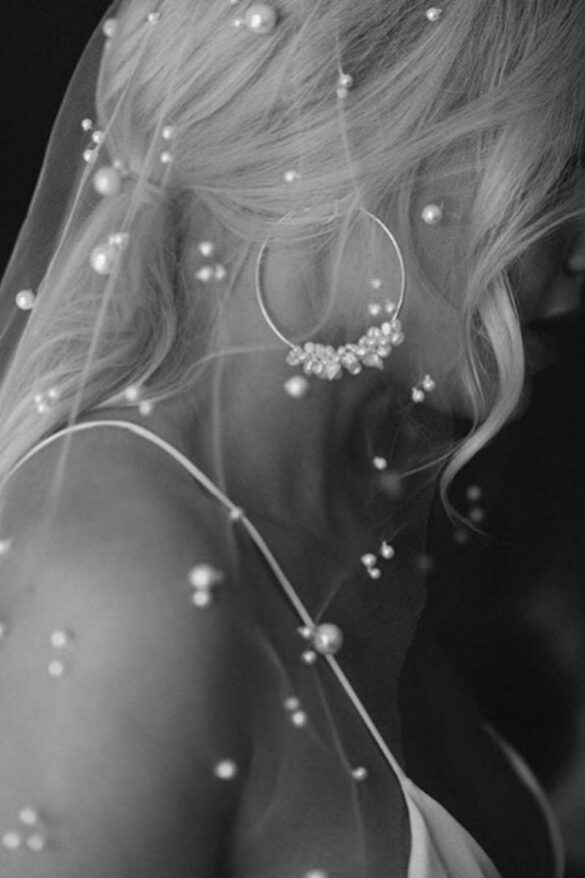 Pendientes de aro con perlas para novia